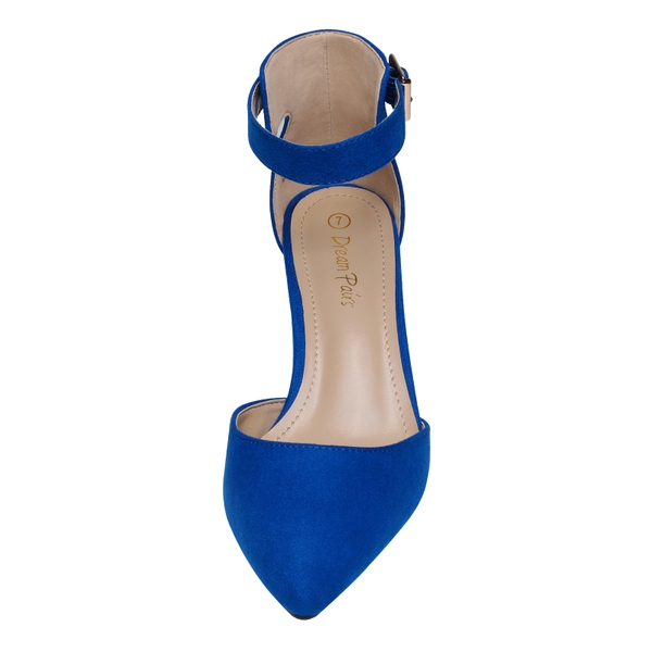 Ankle Strap Low Heel Dress Pumps - ROYAL BLUE - 3